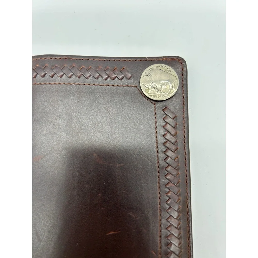 Silver Creek Classics Men's Brown Leather Rodeo Wallet w/Buffalo Nickle Concho